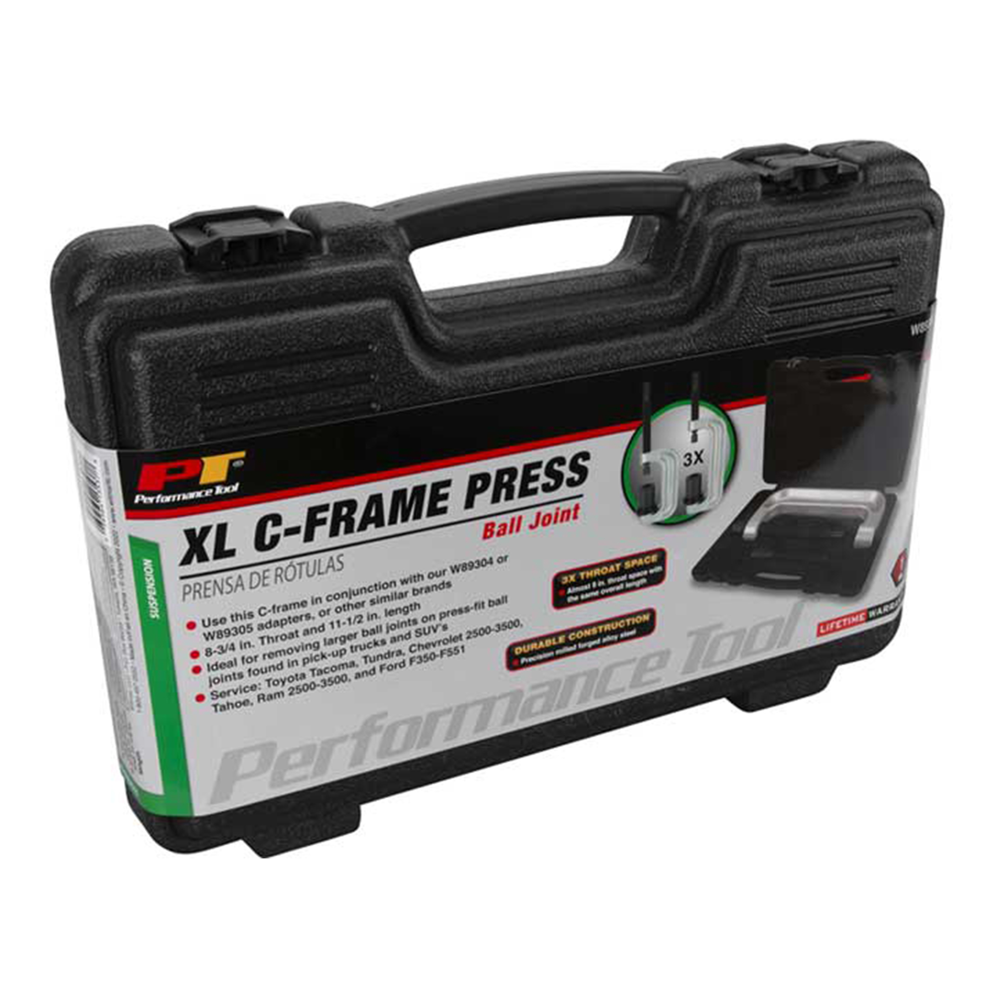Performance Tool XL C-Frame Ball Joint Tool — Heavy-Duty Forged Steel, Fits Large Press-Fit Ball Joints, 8.75in. Throat, 11.5in. Length, Model# PRTW89306